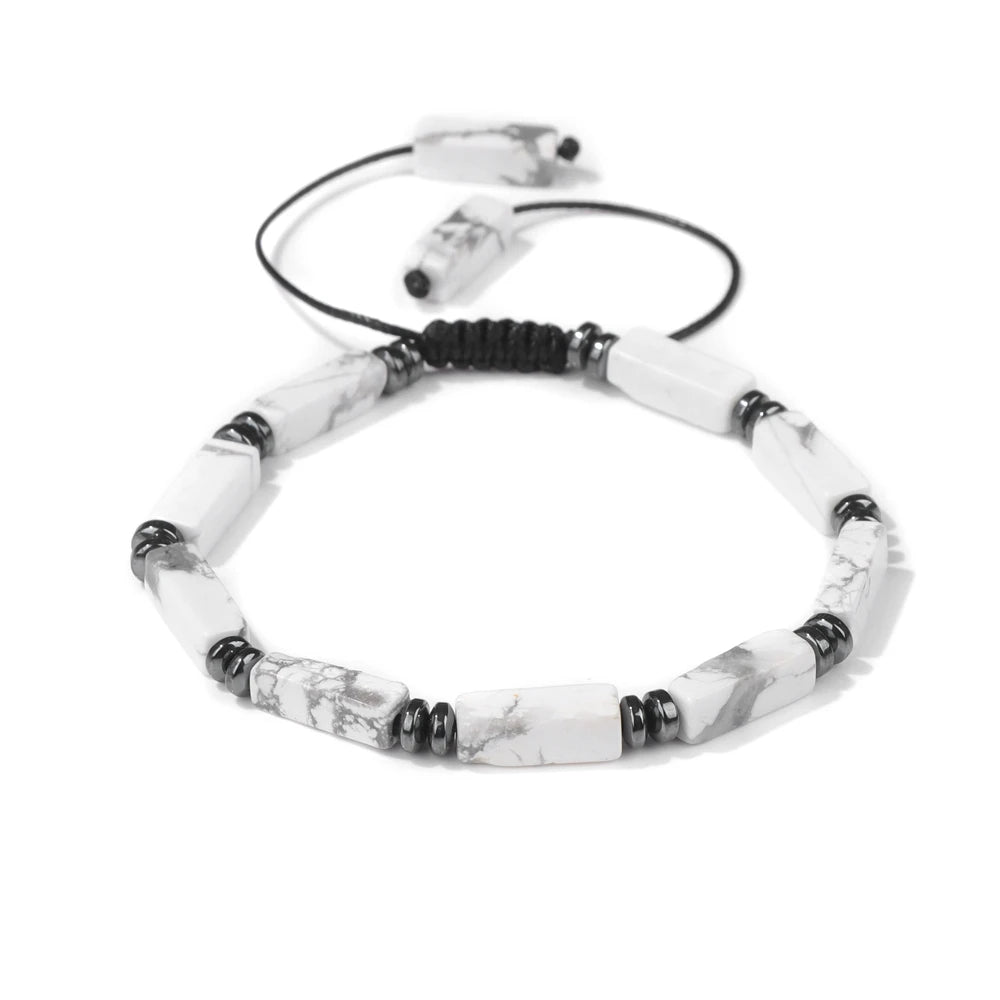 Natural Stone Bead Bracelet – Cuboid Cut | Gravín Earth Tones