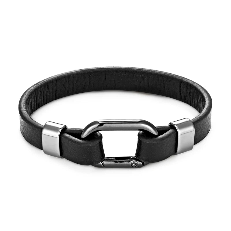 Signature Oval Clasp Leather Bracelet – Minimal Elegance Series