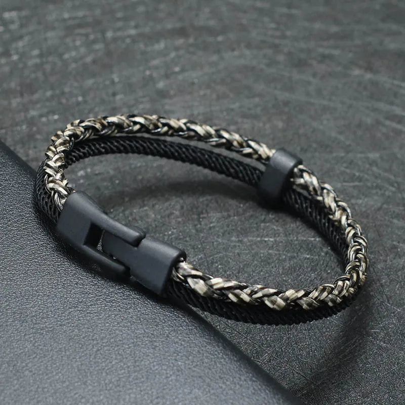 Braided Duo-Tone Rope Bracelet – Magnetic Matte Clasp
