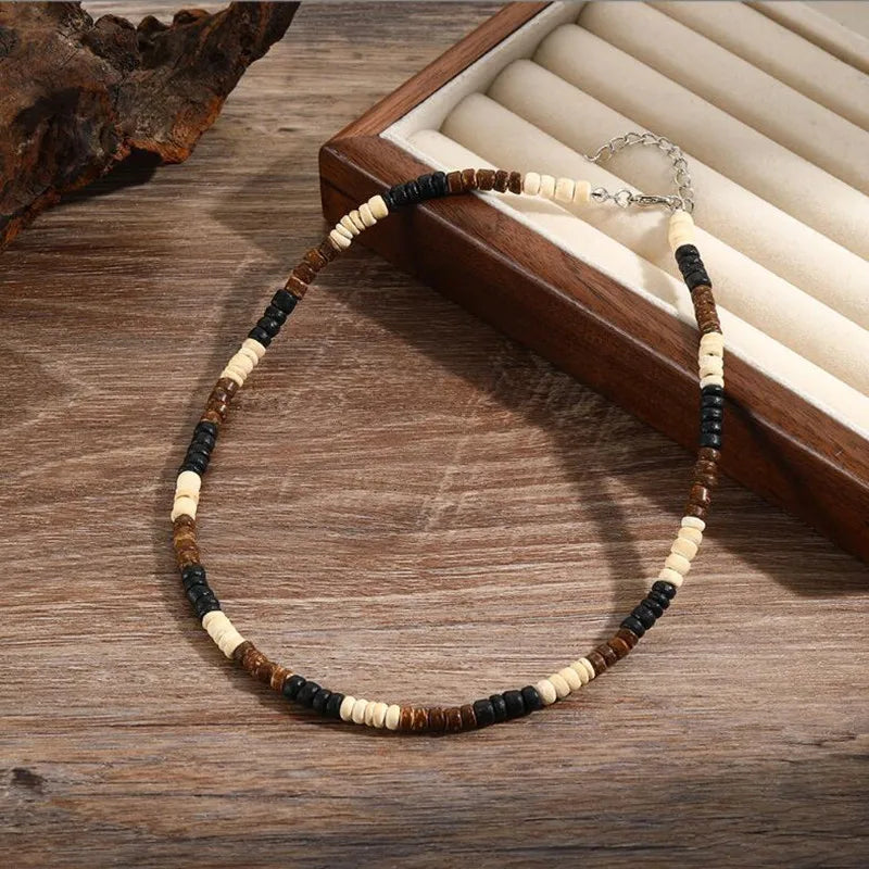 Boho Clay Bead Choker – Multicolor Minimalist Necklace for Men & Women