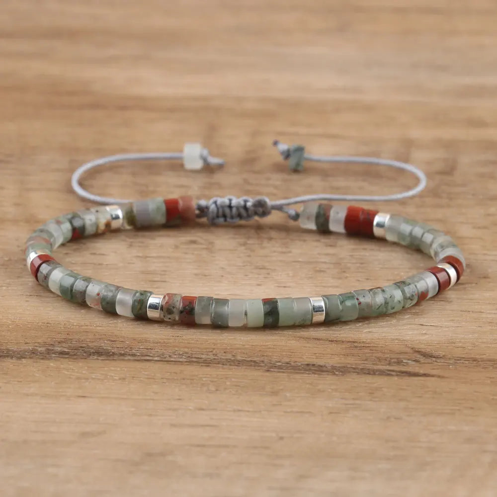 Natural Turquoise Emperor Stone Bracelet – Adjustable Woven Rope | Gravín Calm