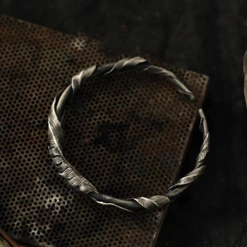 Whisper of Feather – Carved Serenity Cuff