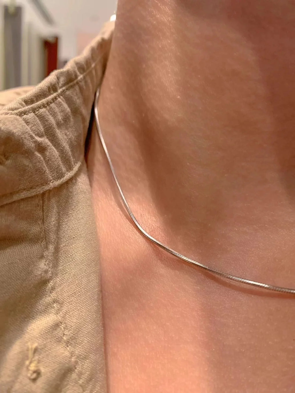 1.2mm Stainless Steel Snake Bone Chain – Minimalist Choker Necklace for Men