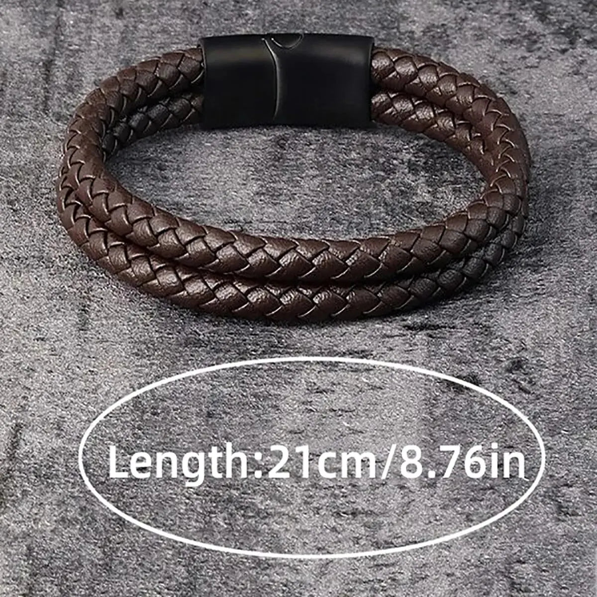 Double Braided Leather Bracelet – Black & Blue Edition