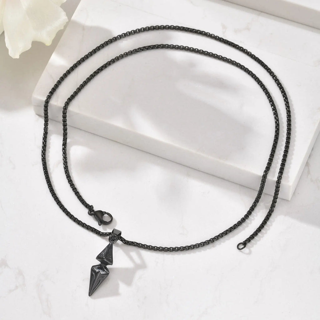 Geometric Rhombus Pendant with Zircon – Stainless Steel Necklace for Men & Women