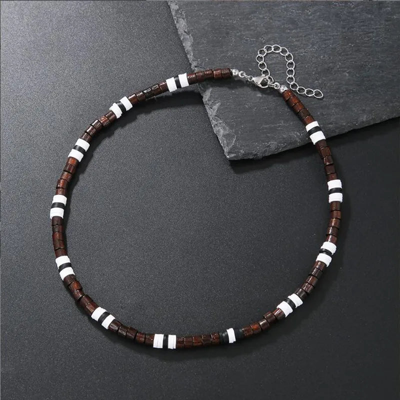 Boho Clay Bead Choker – Multicolor Minimalist Necklace for Men & Women