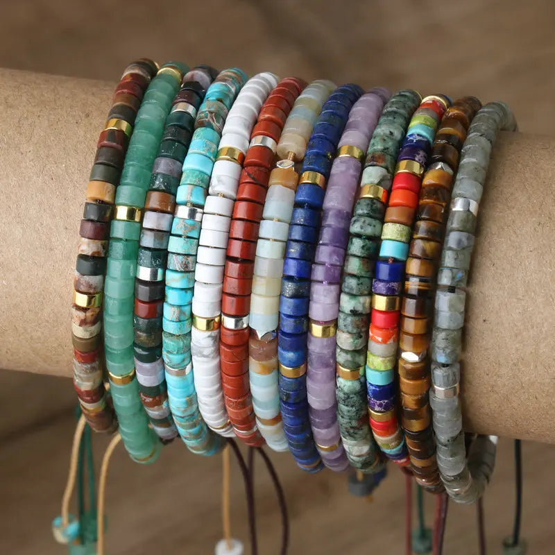 Natural Turquoise Emperor Stone Bracelet – Adjustable Woven Rope | Gravín Calm