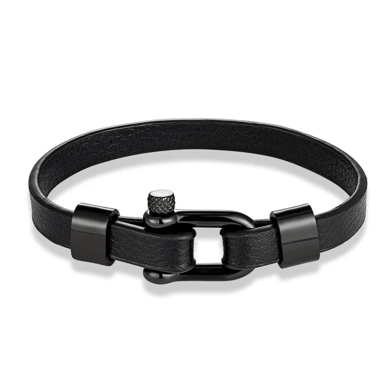 Industrial U-Lock Leather Bracelet – Gravín Steel Line