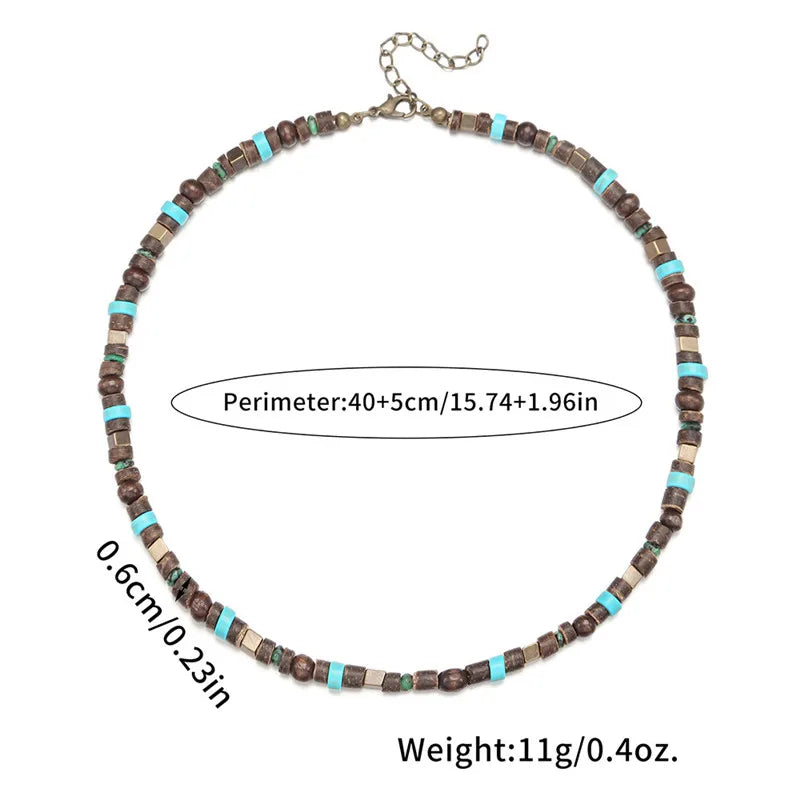 Boho Clay Bead Choker – Multicolor Minimalist Necklace for Men & Women