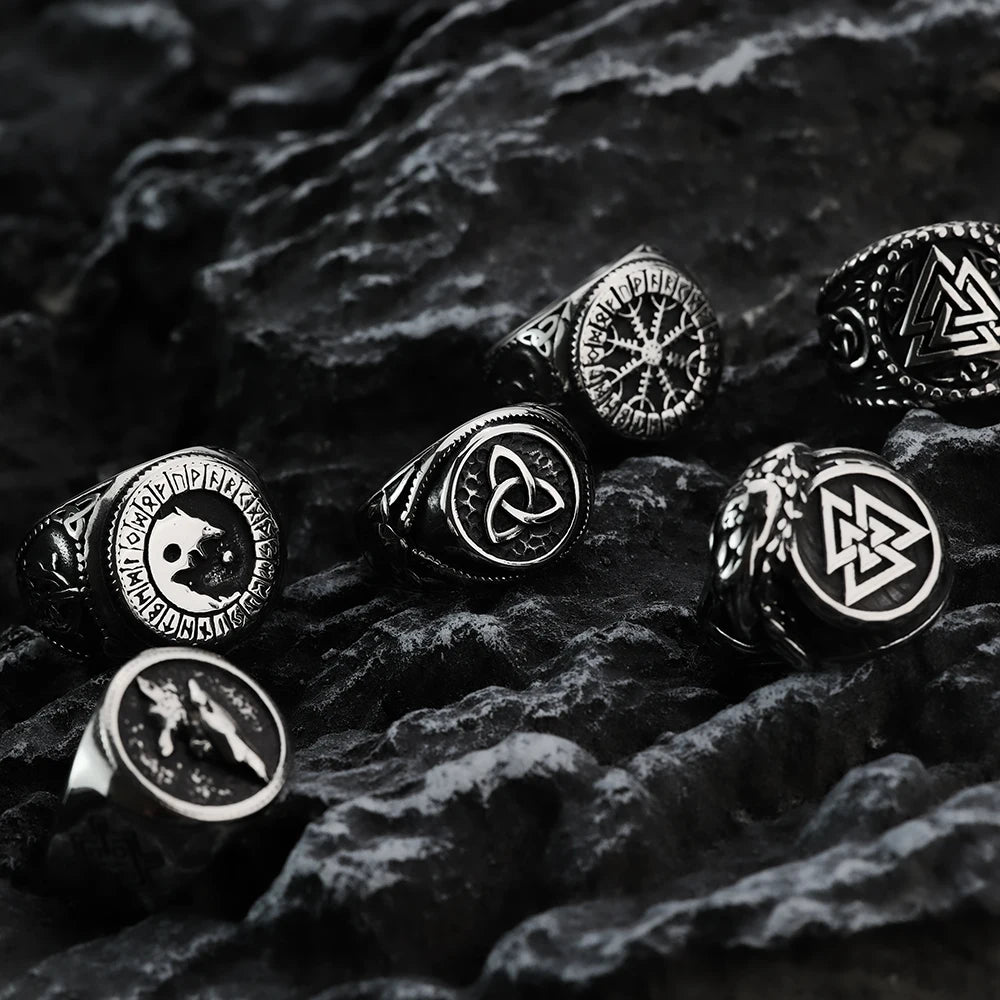 Gravín Nordic Rings – Viking Symbols | Titanium Steel Heritage Series