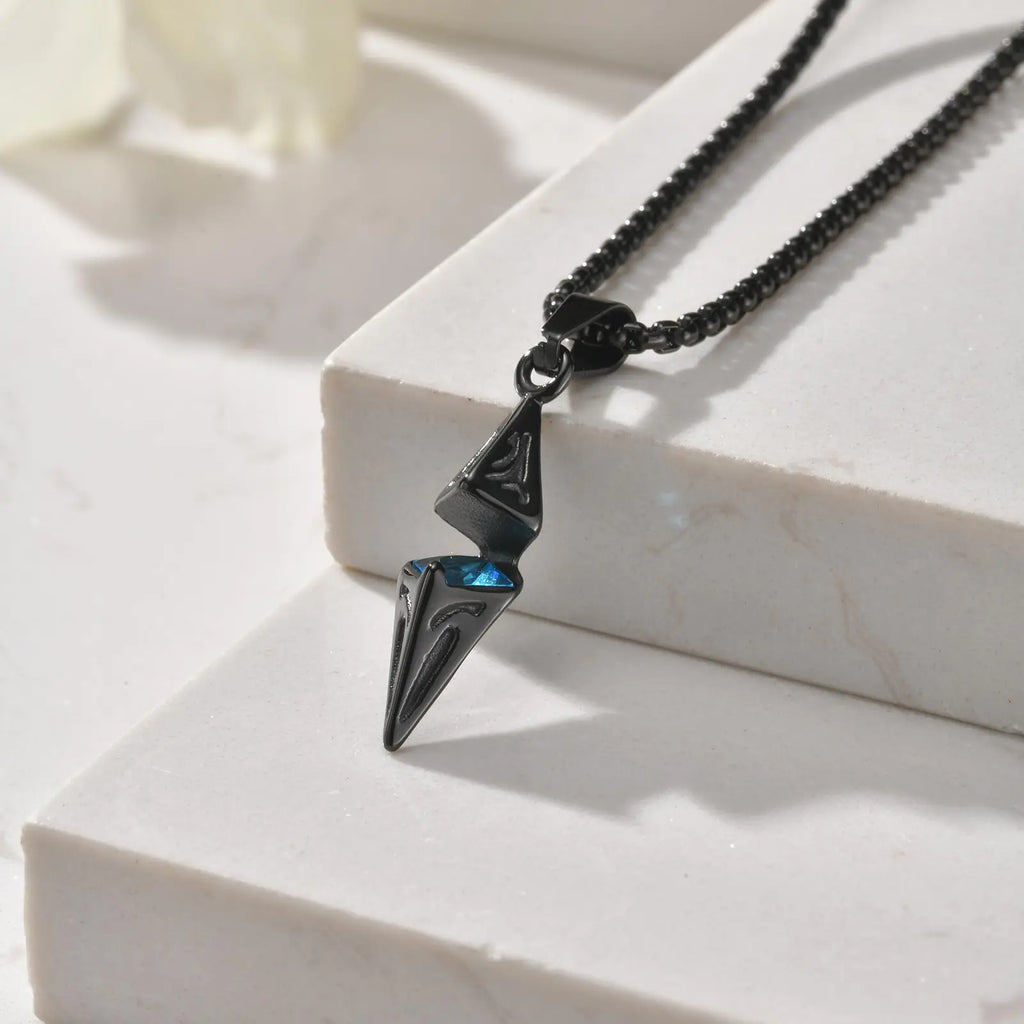 Geometric Rhombus Pendant with Zircon – Stainless Steel Necklace for Men & Women