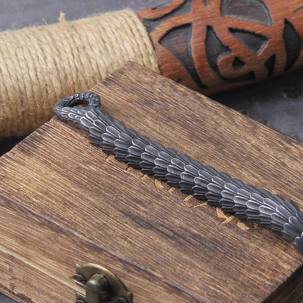 Gravín Ouroboros Snake Bracelet – 316L Black Steel Chain