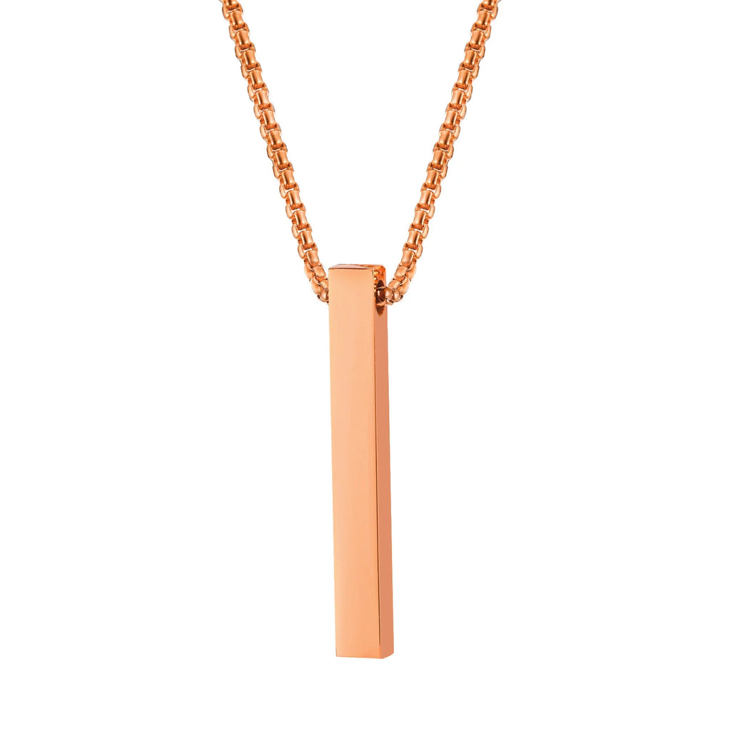 Minimalist Vertical Bar Necklace – Retro Stainless Steel Long Pendant for Men