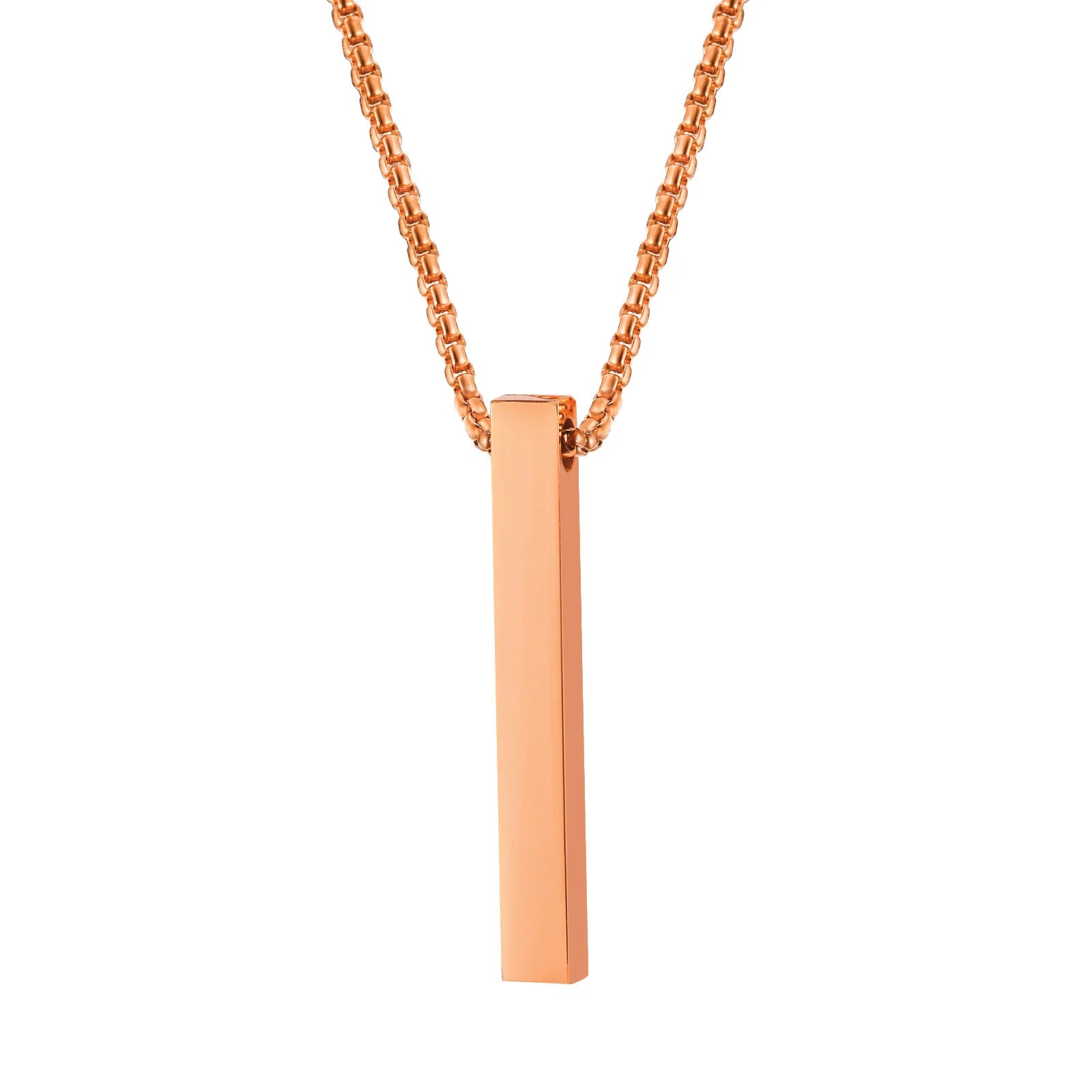 Minimalist Vertical Bar Necklace – Retro Stainless Steel Long Pendant for Men
