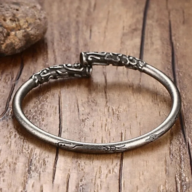 Imperial Dragon Bangle – Handcrafted Vintage Bracelet with Ancient Chinese Detailing