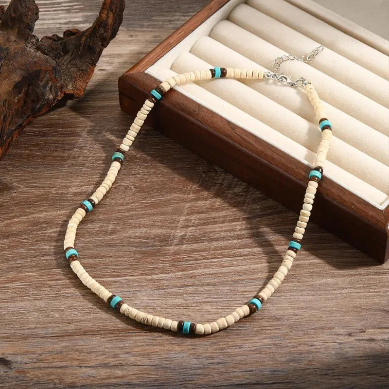 Boho Clay Bead Choker – Multicolor Minimalist Necklace for Men & Women