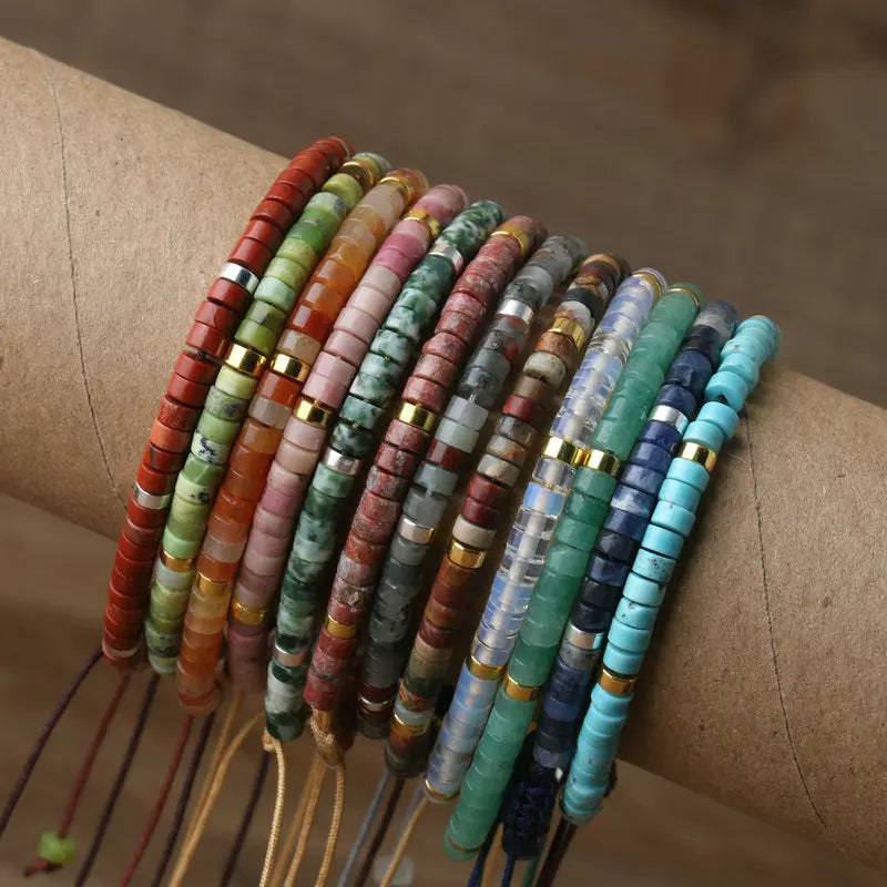 Natural Turquoise Emperor Stone Bracelet – Adjustable Woven Rope | Gravín Calm