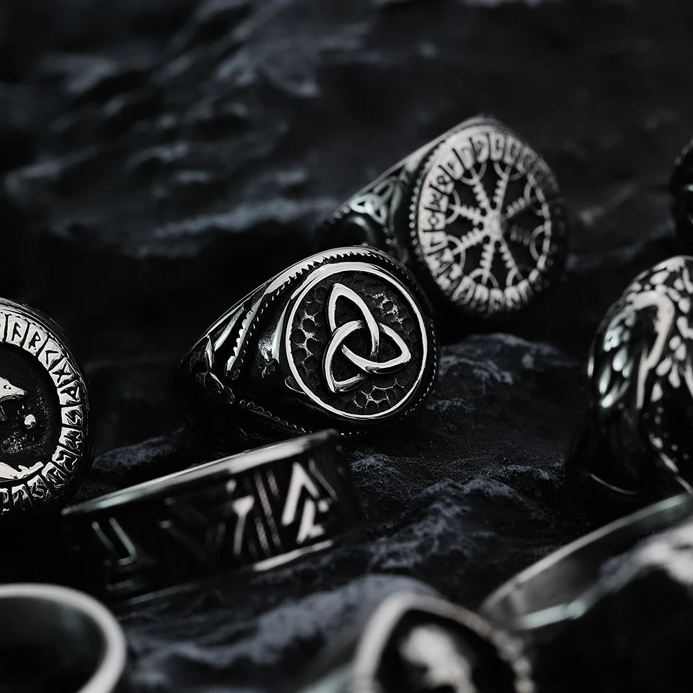 Gravín Nordic Rings – Viking Symbols | Titanium Steel Heritage Series