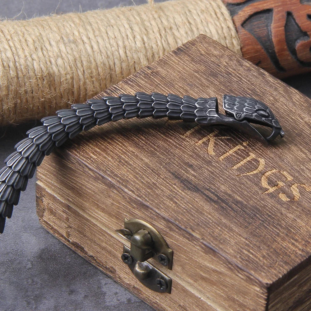 Gravín Ouroboros Snake Bracelet – 316L Black Steel Chain