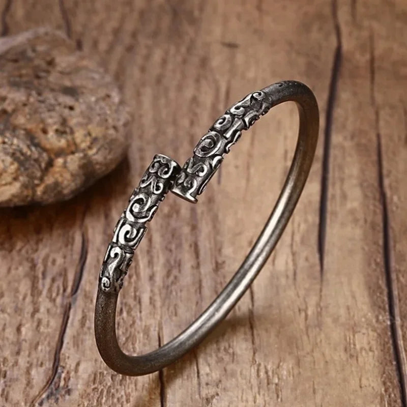 Imperial Dragon Bangle – Handcrafted Vintage Bracelet with Ancient Chinese Detailing