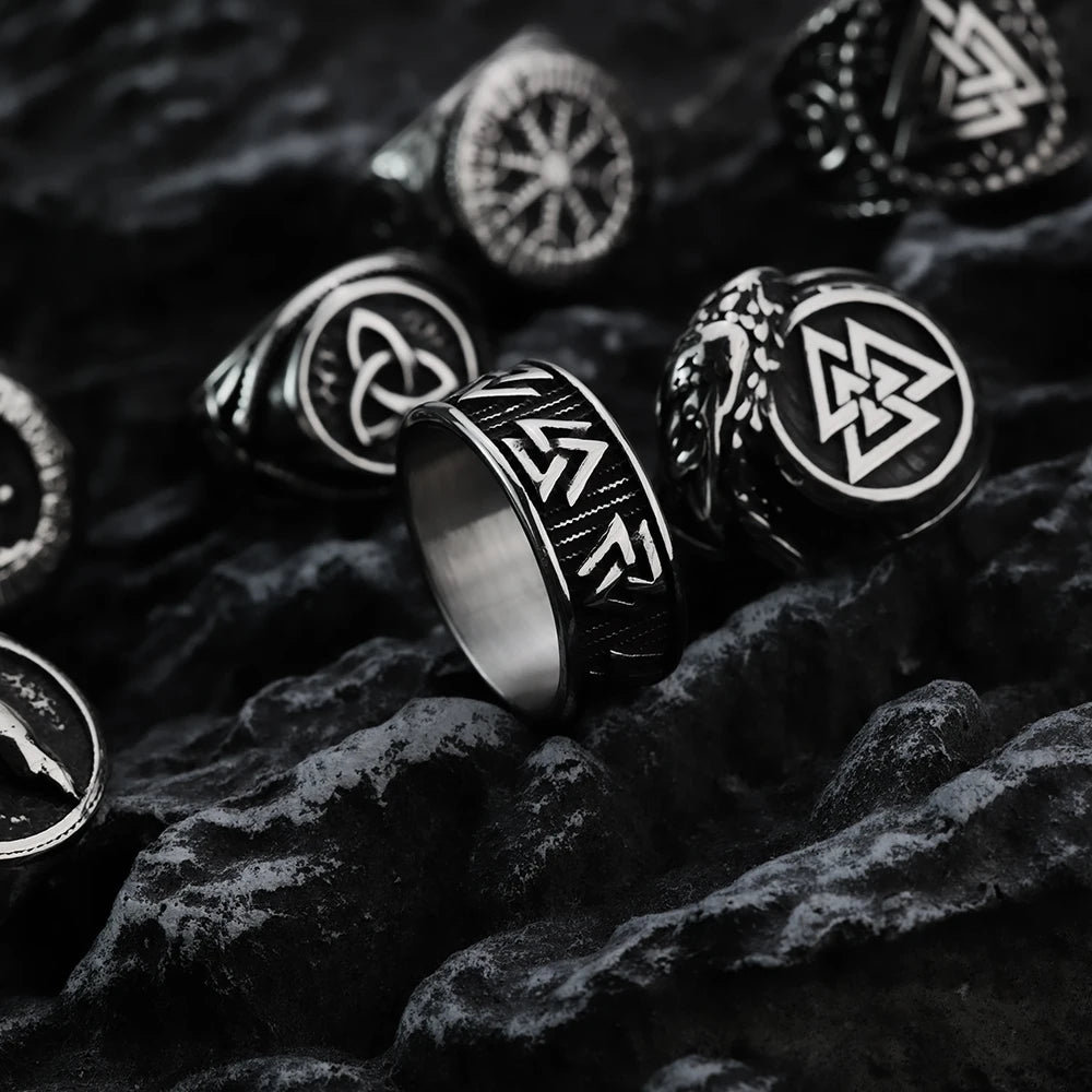 Gravín Nordic Rings – Viking Symbols | Titanium Steel Heritage Series