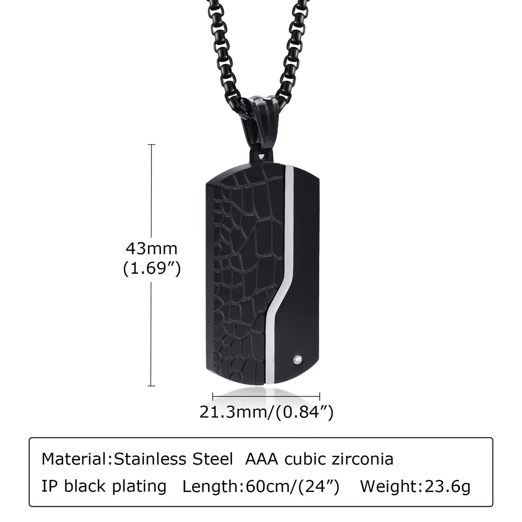 Modern Dog Tag Pendant Necklace – Stainless Steel Men’s Jewelry Gift for Valentine’s, Wedding, or Birthday