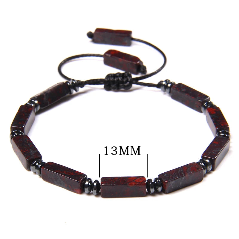 Natural Stone Bead Bracelet – Cuboid Cut | Gravín Earth Tones