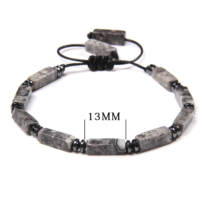 Natural Stone Bead Bracelet – Cuboid Cut | Gravín Earth Tones