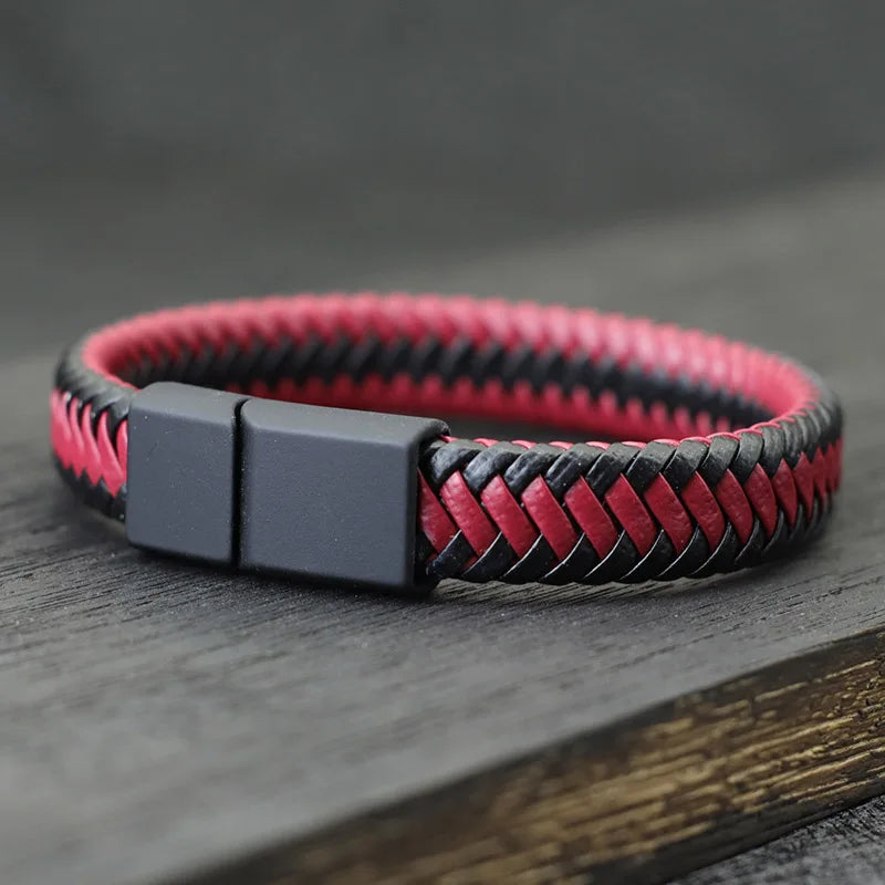 Locked in Style | Magnetic Braided Leather Bracelet for the Bold