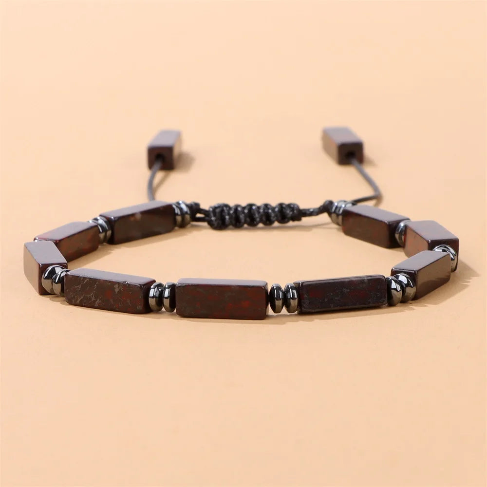 Natural Stone Bead Bracelet – Cuboid Cut | Gravín Earth Tones