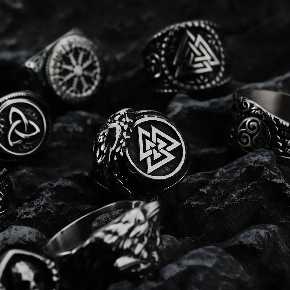 Gravín Nordic Rings – Viking Symbols | Titanium Steel Heritage Series
