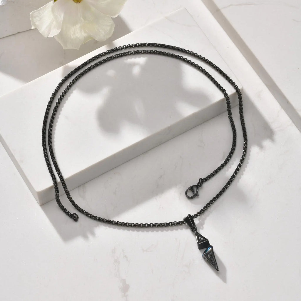 Geometric Rhombus Pendant with Zircon – Stainless Steel Necklace for Men & Women