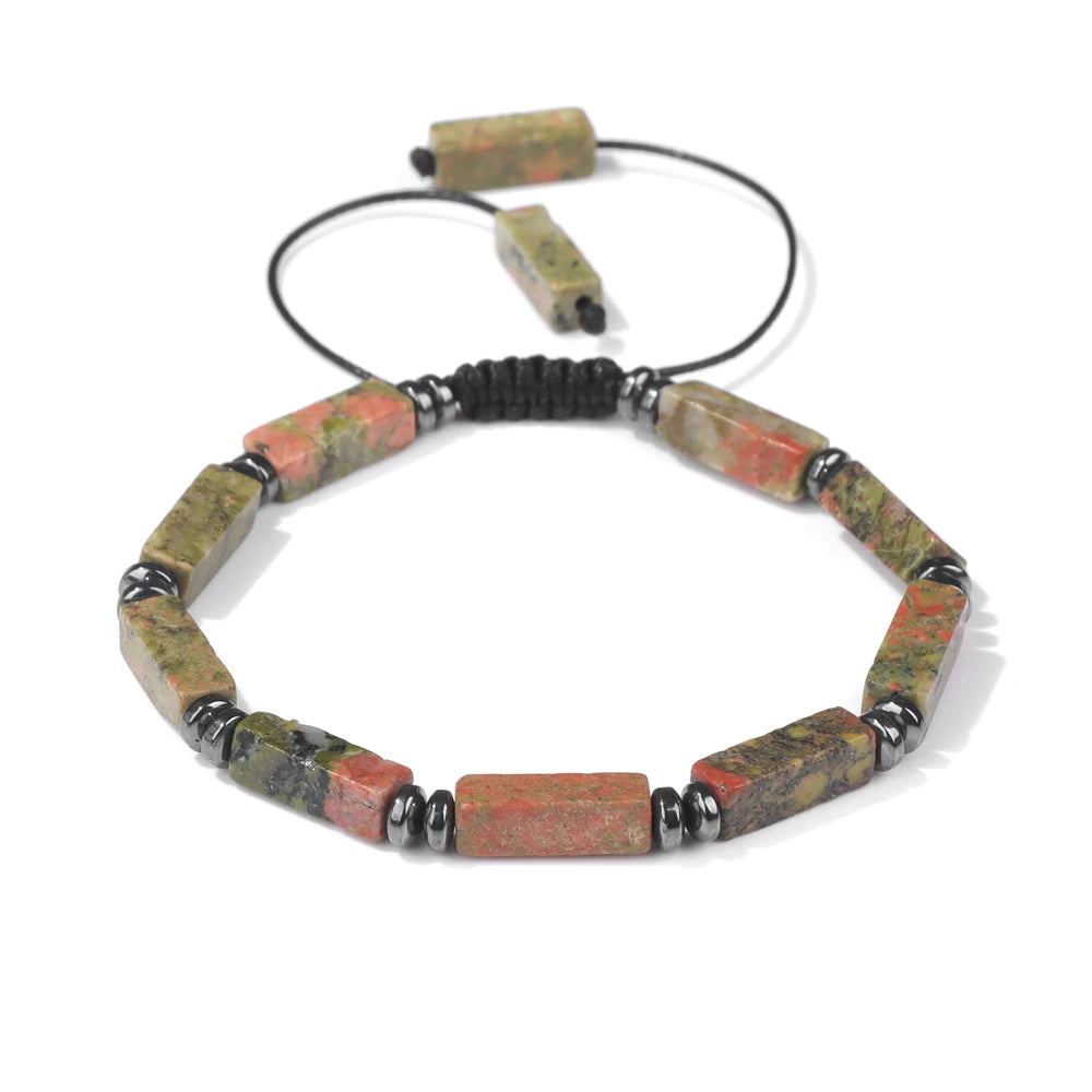 Natural Stone Bead Bracelet – Cuboid Cut | Gravín Earth Tones