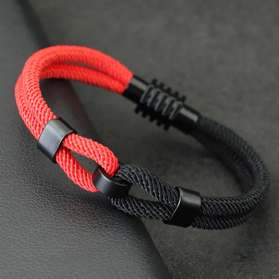 Gravín Dual-Tone Nautical Rope Bracelet – Magnetic Knot Buckle