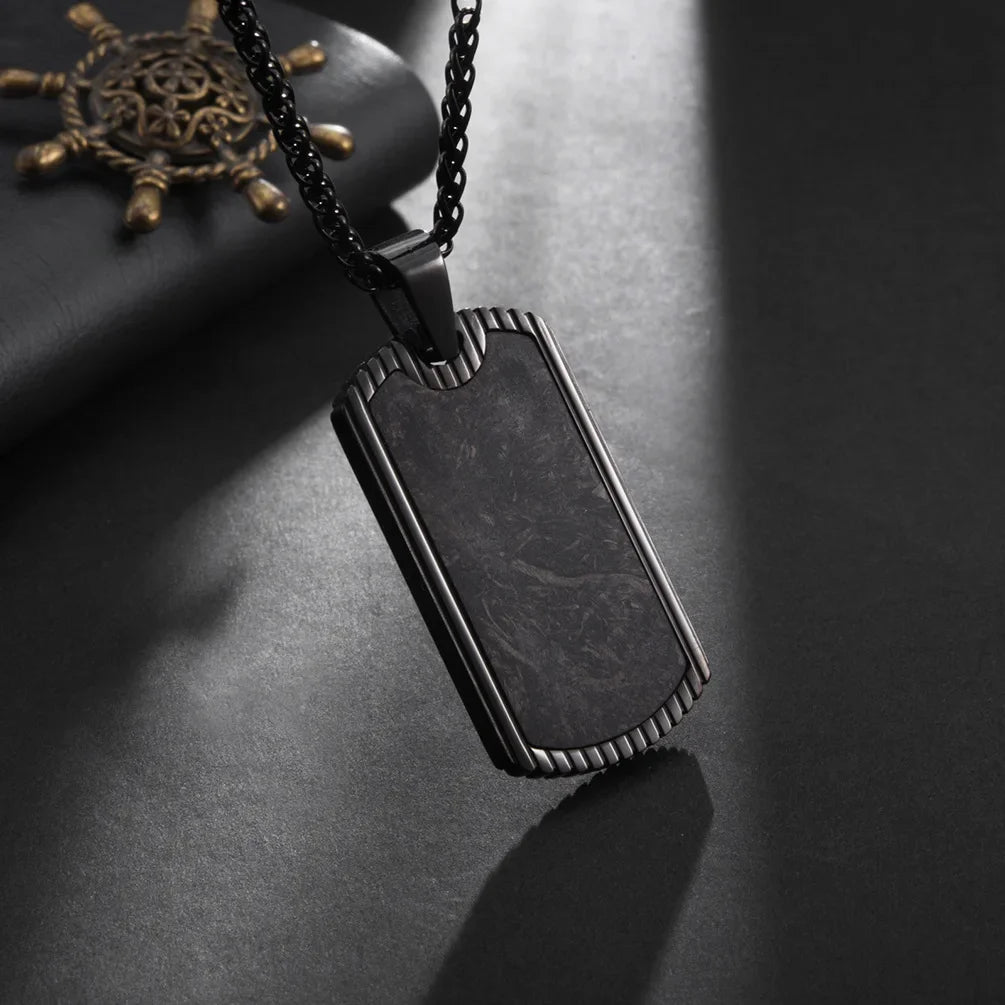 Men’s Black Titanium Dog Tag – Stainless Steel Pendant Necklace (Punk & Street Style