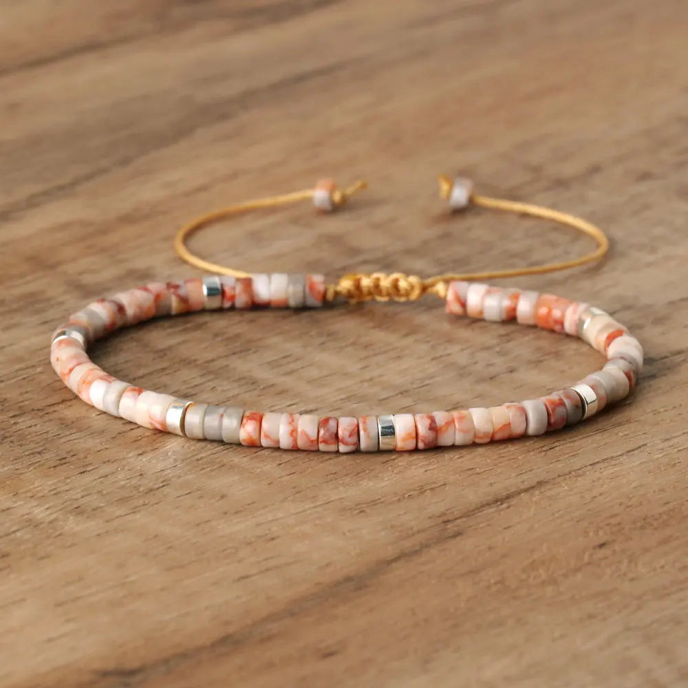 Natural Turquoise Emperor Stone Bracelet – Adjustable Woven Rope | Gravín Calm