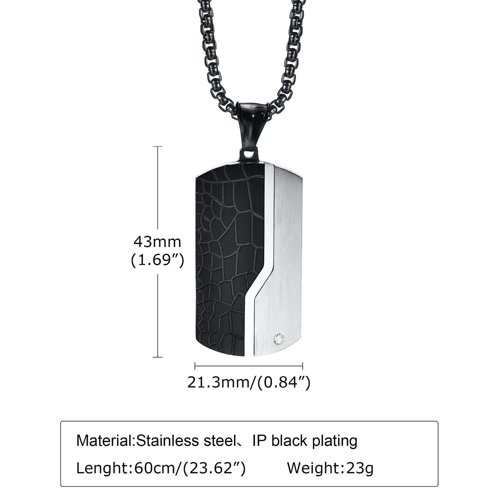 Modern Dog Tag Pendant Necklace – Stainless Steel Men’s Jewelry Gift for Valentine’s, Wedding, or Birthday