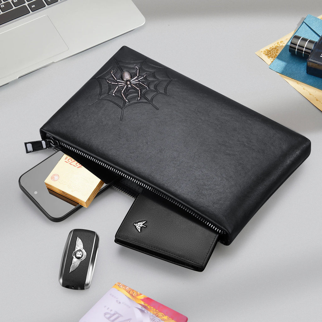 Men's Wallet Long Genuine Leather Head Layer Cowhide Zipper Animal Patterns Wrist Men Phone Purses High Capacity Handbag Clutch